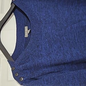 Roz & Ali EUC sz.3X blue/black sweater acrylic cottonpoly spandex blend like new